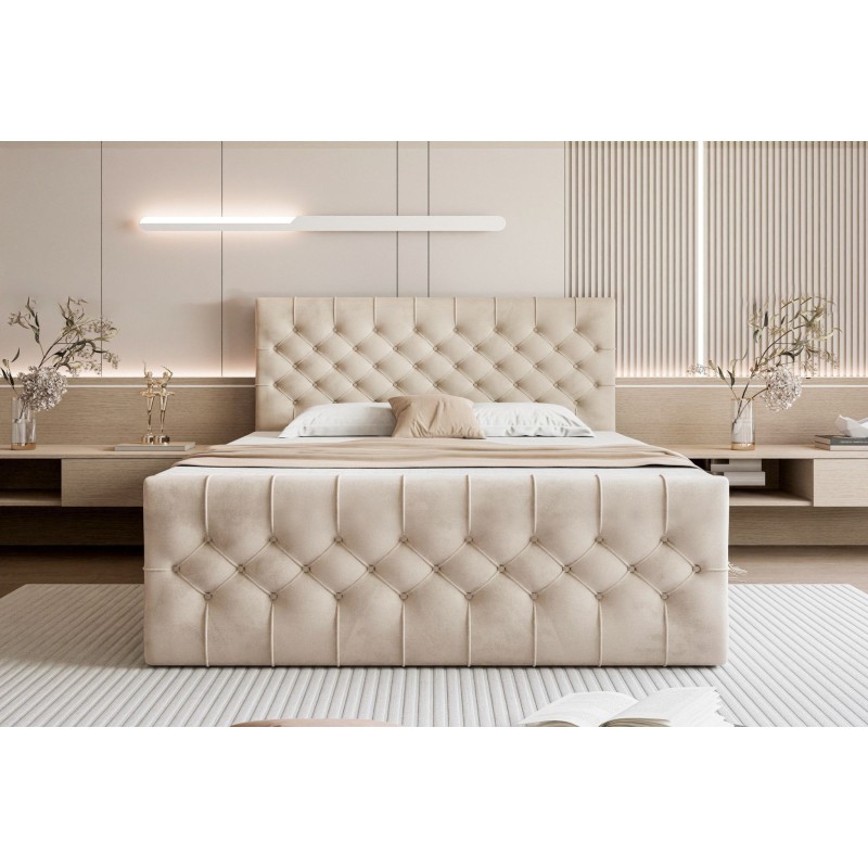 Łóżko kontynentalne KEMER 140x200, kolorystyka Matt Velvet 6, kolor Ecru