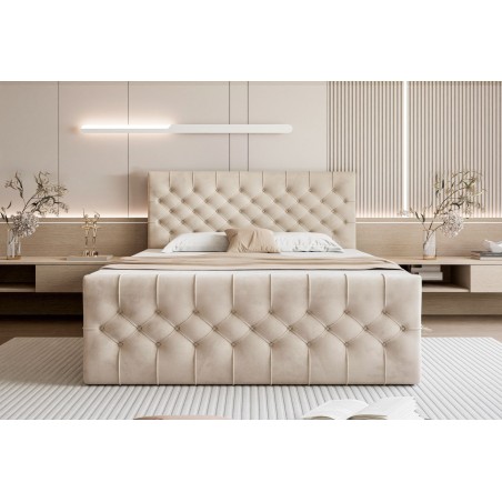 Łóżko kontynentalne KEMER 200x200, kolorystyka Matt Velvet 6, kolor Ecru