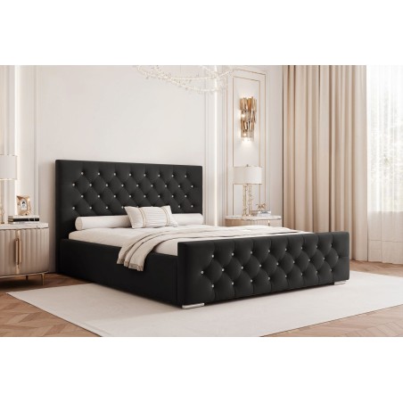 Łóżko tapicerowane ETOLI 120x200, kolorystyka Kronos 7, kolor Czarny